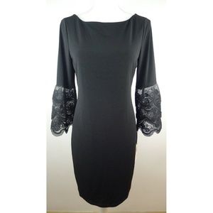 Ivanka Trump Black Lace Cuff Bell Sleeve Shift